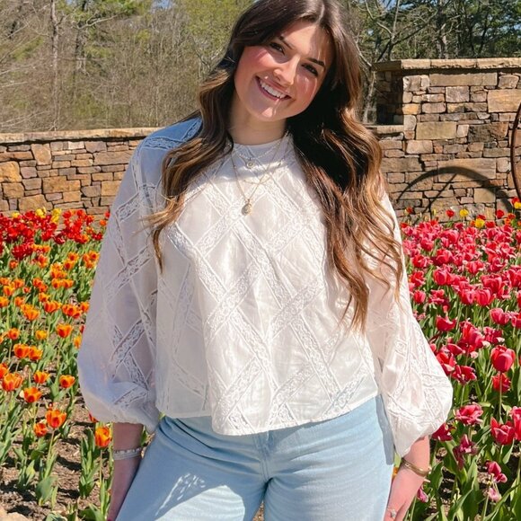 Women's Parisian Lace Long Sleeve Top | Sofie The Label | White - Picture 5 of 12